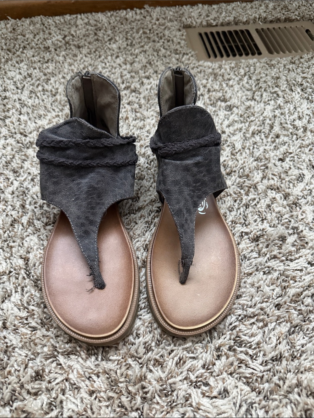 Very G Brown Braided Thong Sandals